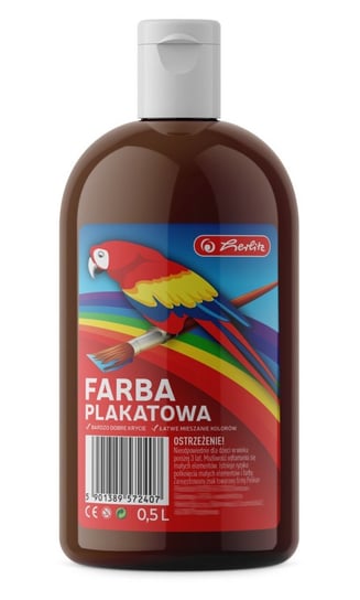 Farba plakatowa w butelce 500ml brązowa HERLITZ - brązowy Herlitz