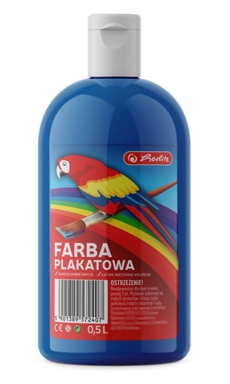 Farba plakatowa w butelce 500ml niebieska HERLITZ - niebieski Herlitz