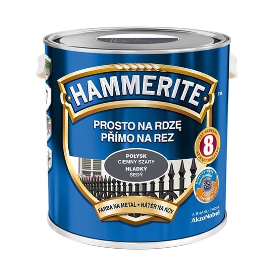 Farba Prosto Na Rdzę Ciemny Szary Połysk 2.5L Hammerite HAMMERITE