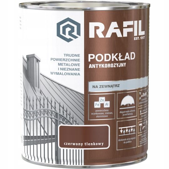 FARBA RAFIL PODKŁAD ANTYKOROZYJNY CZ.TLENK. 0,75L Rafil