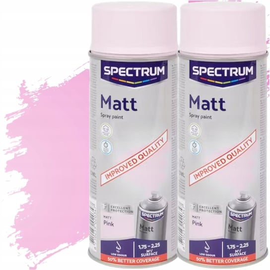 Farba Różowa Matowa Lakier Spray Akryl 400Ml X2Szt SPECTRUM