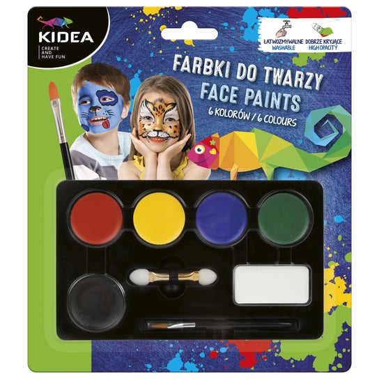 Farbki do malowania twarzy, 6 kolorów KIDEA