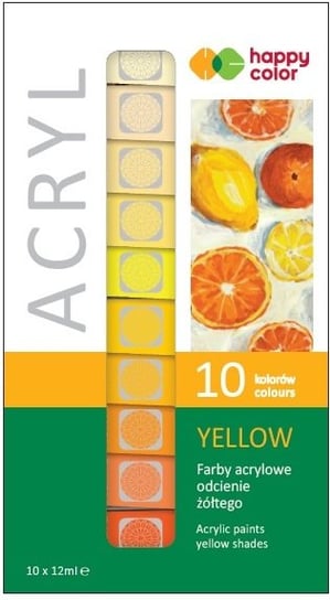 Farby akrylowe, 10 odcieni żółtego Happy Color