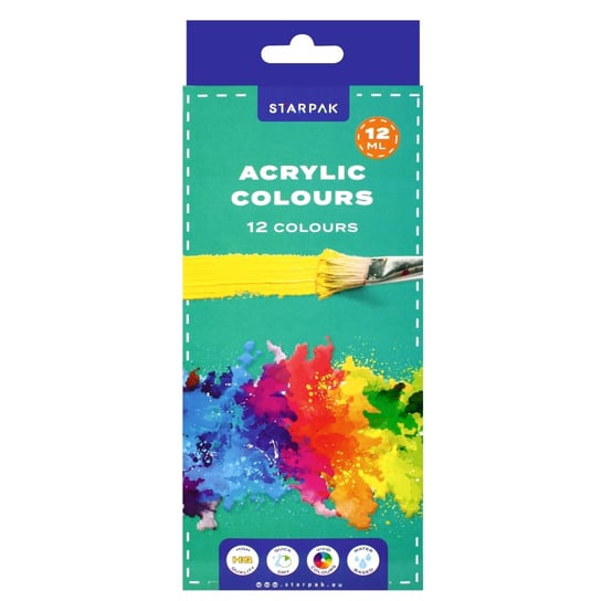 Farby akrylowe 12 kolorów 12 ml w tubie STARPAK Inna marka