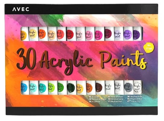 Farby akrylowe. 30 x 12 ml Avec