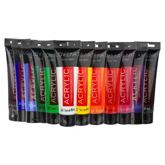 Farby akrylowe LOVEART 100ml - Zestaw 12 kolorów Loveart