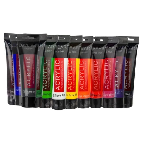Farby akrylowe LOVEART 100ml - Zestaw 12 kolorów Loveart