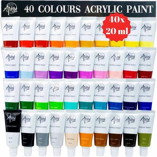 Farby Akrylowe Szybkoschnące Zestaw Farb Tubki Do Płótna 40 Kolorów X 20 Ml Creative Artist