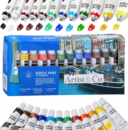 Farby Akrylowe Zestaw Farb Akrylowych Akryle 12Szt Inna marka