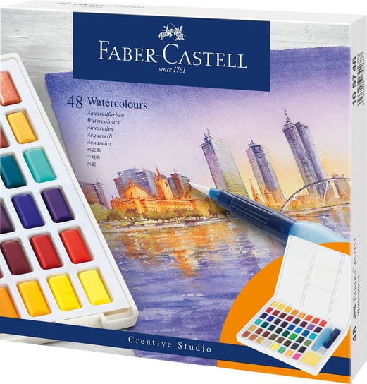 Farby Akwarelowe Cs W Kostkach 48 Kol. Plastikowe Opakowanie Faber-Castell Faber-Castell