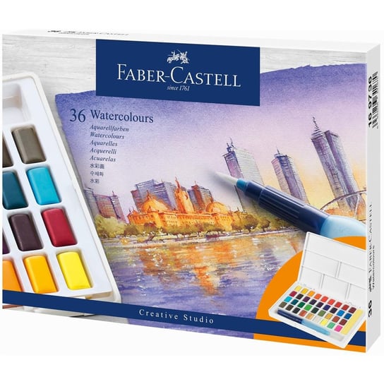Farby akwarelowe, w kostkach 36 kolorów, Faber-Castell Faber-Castell