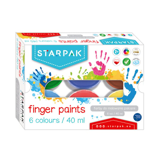 Farby do malowania palcami, 6 kolorów Starpak