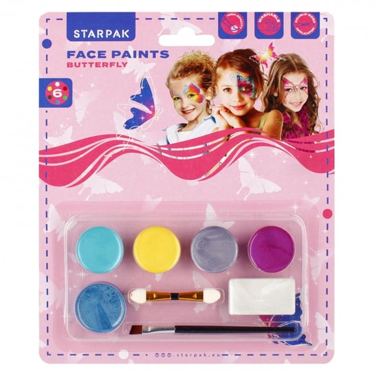 Farby do malowania twarzy 6 kolorów Motyl STARPAK 528374 Starpak