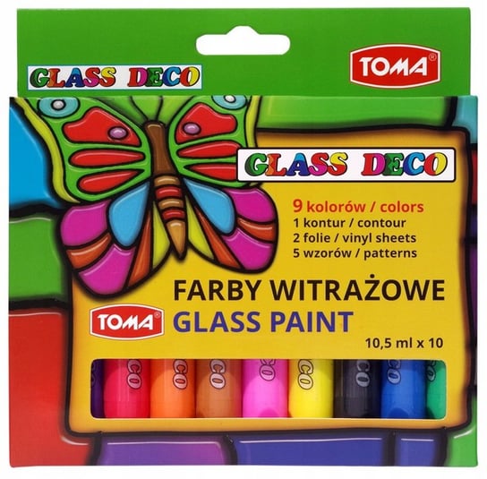 Farby farbki witrażowe 10 kol + WZORY TOMA Toma