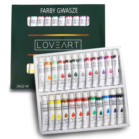 Farby GWASZE LOVEART Gouache 24x12ml Loveart