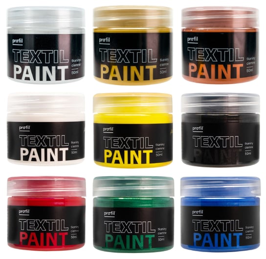 Farby Metaliczne Akrylowe Do Tkanin Zestaw Profil Textil Paint 50 Ml Kryjące Komplet 9 Kolorów Profil