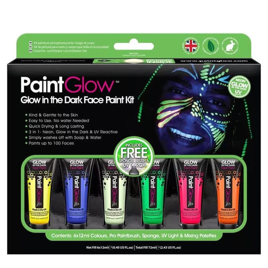 Farby Neonowe Do Ciała I Twarzy Uv 6-Kol Glow In The Dark Paintglow PaintGlow