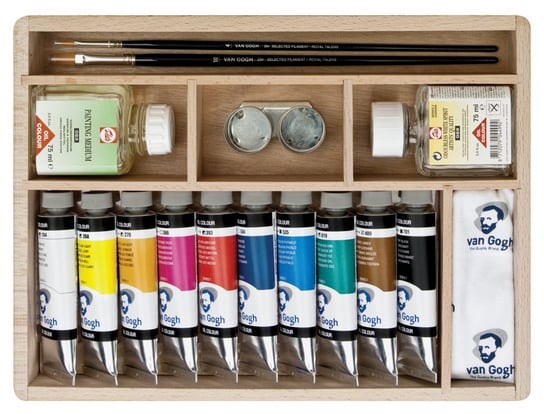 Farby olejne, Van Gogh, Zestaw 10x40ml z akcesoriami w drewnianej kasecie Talens