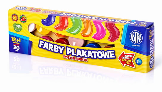 Farby plakatowe Astra 13 kolorów - 20 ml 12+1 kolor Astra