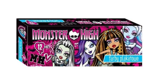 Farby plakatowe, Monster High, 12 kolorów, mix wzorów St.Majewski