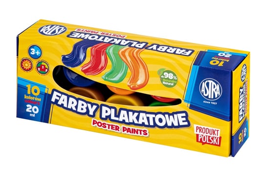 Farby Plakatowe Szkolne Astra 10 Kolorów 20Ml Astra