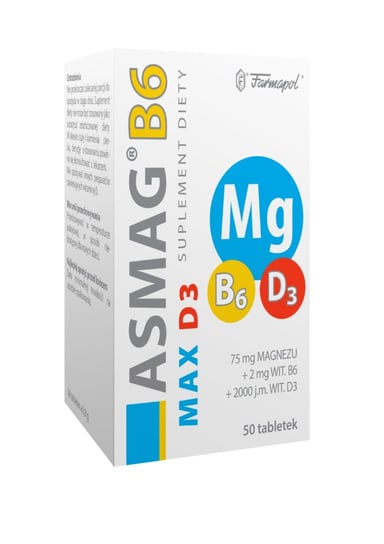 Farmapol, Asmag B6 Max D3, suplement diety, 50 tabletek FARMAPOL