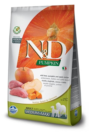 Farmina N&D Pumpkin Grain Free canine BOAR AND APPLE ADULT MEDIUM & MAXI 2,5kg FARMINA