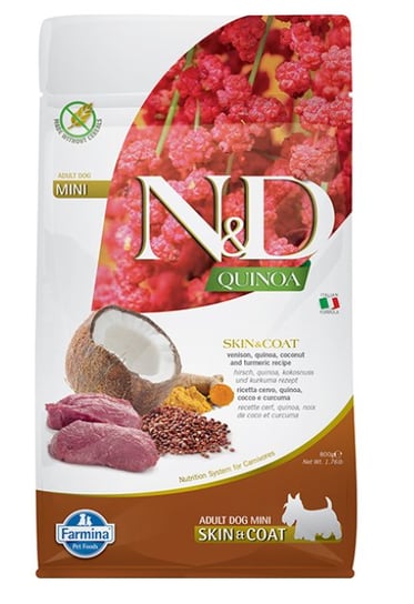 Farmina N&D Quinoa canine SKIN & COAT Venison, Coconut Adult Mini 800g FARMINA