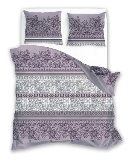 Faro Pościel satyna bawełna 160x200+2x70x80 cm Pure Sateen Fioletowe kwiaty Faro
