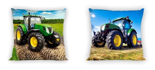 Faro, Poszewka bawełniana dwustronna na jasiek traktor zielony, 40x40 cm Faro