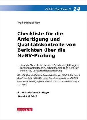 Farr, Checkliste 14 (Berichte MaBV-Prüfung), 6.A. IDW-Verlag