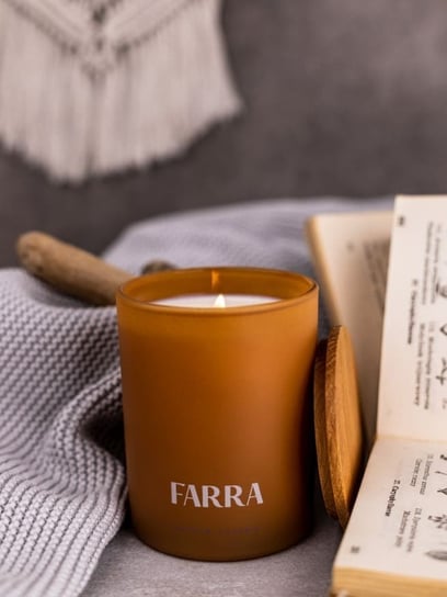 FARRA ozdobna ręcznie robiona świeca sojowa Zapach Relaksu 220g FARRA