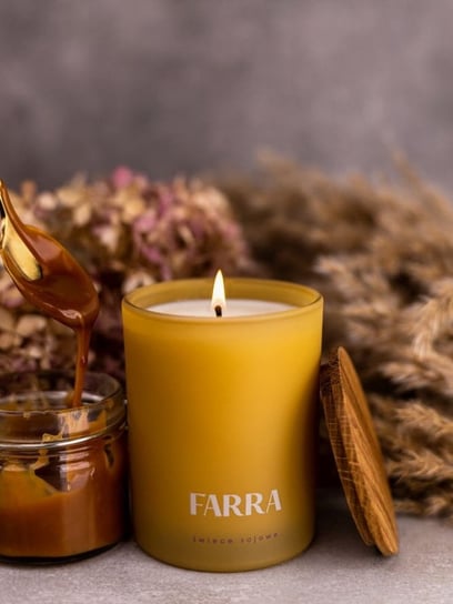 FARRA ozdobna  świeca sojowa zapachowa Gorący Karmel 220g FARRA