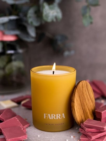 FARRA ozdobna świeca sojowa zapachowa Różowa Czekolada 220g FARRA
