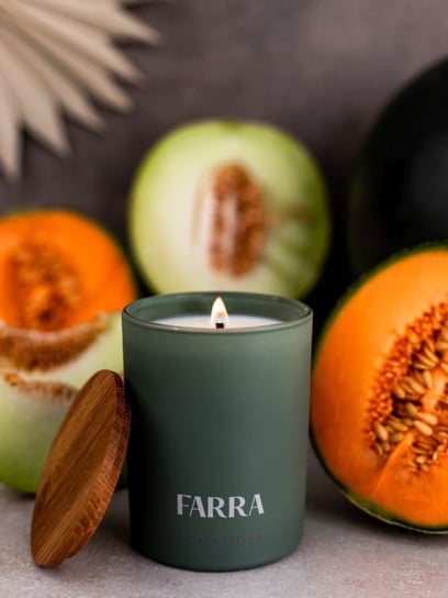 FARRA ozdobna świeca sojowa zapachowa Soczysty Melon 220g FARRA