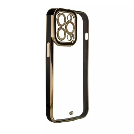 Fashion Case etui do iPhone 12 Pro Max żelowy pokrowiec ze złotą ramką czarny 4kom.pl
