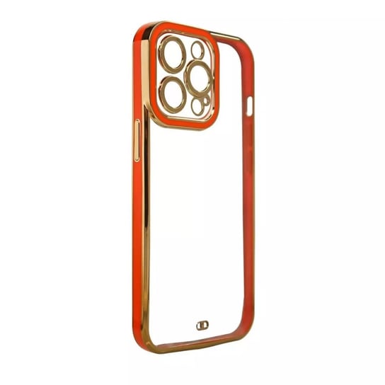 Fashion Case etui do iPhone 13 Pro żelowy pokrowiec ze złotą ramką czerwony 4kom.pl