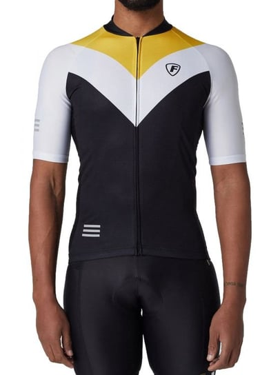 FDX Velos Men's Short Sleeve Summer Cycling Jersey | BLACK/WHITE/YELLOW - Rozmiar S FDX
