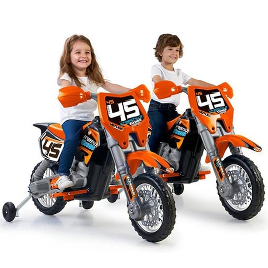 FEBER Motocykl Cross Pomarańczowy na Akumulator 6V dla Dzieci Feber