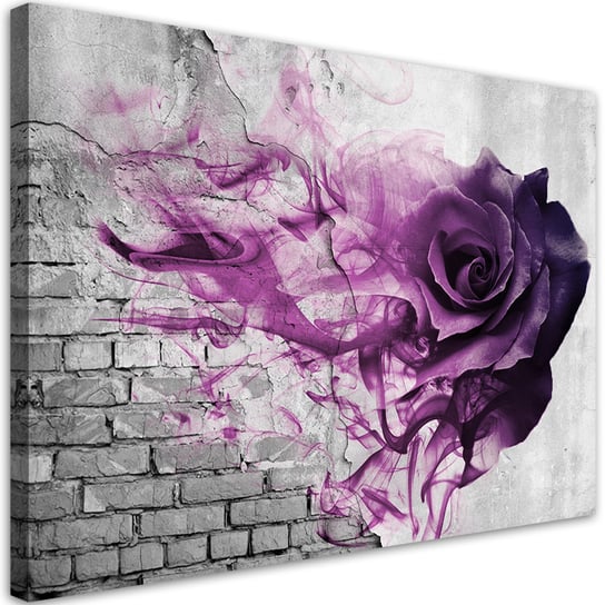 Feeby Obraz na płótnie, FEEBY Fioletowa róża na tle z cegłami 100x70 Feeby