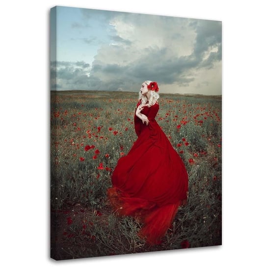 Feeby Obraz na płótnie, FEEBY Gotycka dama w czerwonej sukni - Maryna Khomenko 60x90 Feeby