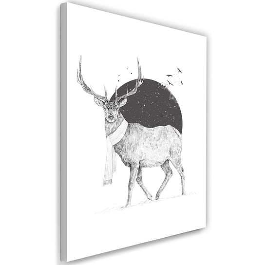 Feeby Obraz na płótnie, FEEBY Jeleń w zimowy świąteczny wieczór - Balazs Solti 40x60 Feeby
