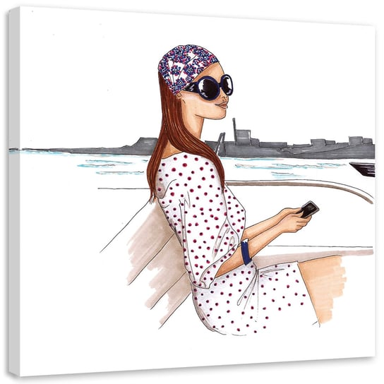 Feeby Obraz na płótnie, FEEBY Kobieta na łodzi - Gisifraga 30x30 Feeby
