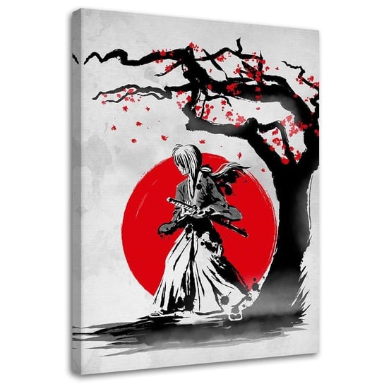 Feeby Obraz na płótnie, FEEBY Kobieta z mieczem pod drzewem wiśni - DDJVigo 60x90 Feeby