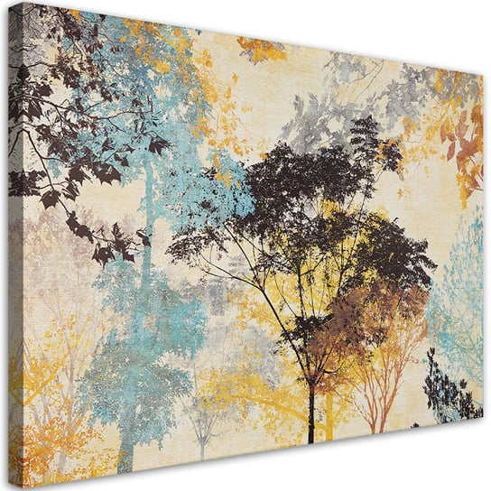 Feeby Obraz na płótnie, FEEBY Kolorowe drzewa abstrakcja 90x60 Feeby