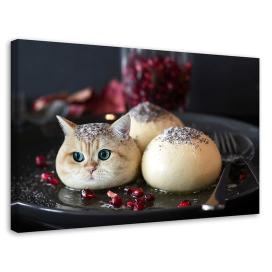 Feeby Obraz na płótnie, FEEBY Kot Kuchnia Jedzenie Słodycz - Galina Bugaevskaya 90x60 Feeby