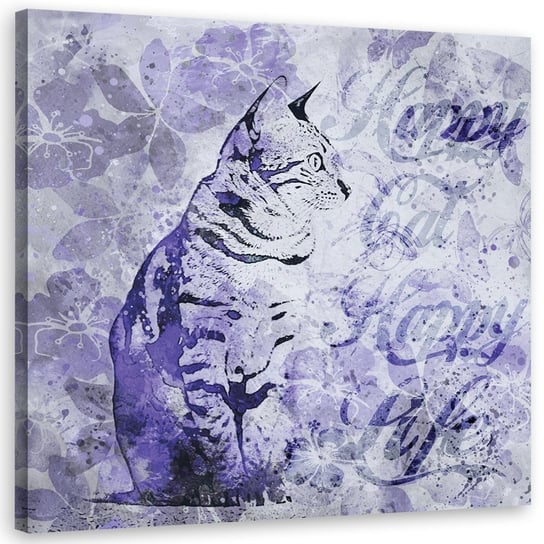 Feeby Obraz na płótnie, FEEBY Kot na fioletowym starym tle - Andrea Haase 30x30 Feeby