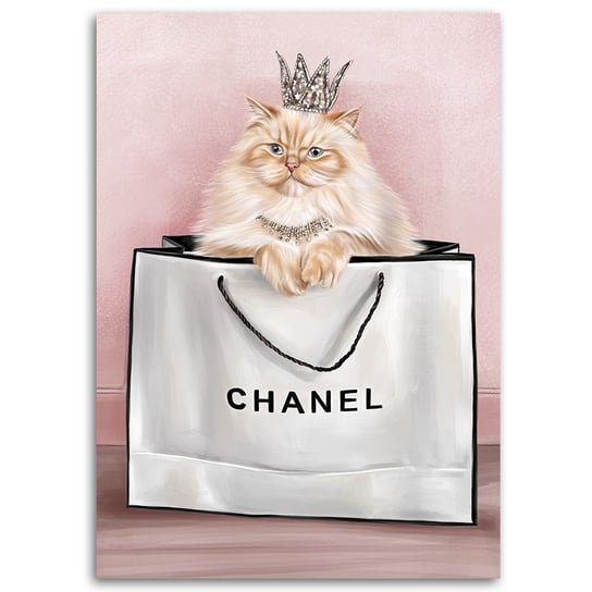 Feeby Obraz na płótnie, FEEBY Kot w torbie chanel 40x60 Feeby