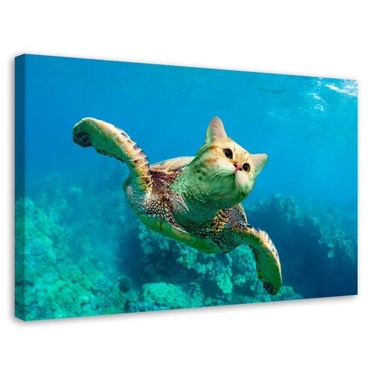 Feeby Obraz na płótnie, FEEBY Kot Żółw Morze Ocean - Galina Bugaevskaya 100x70 Feeby