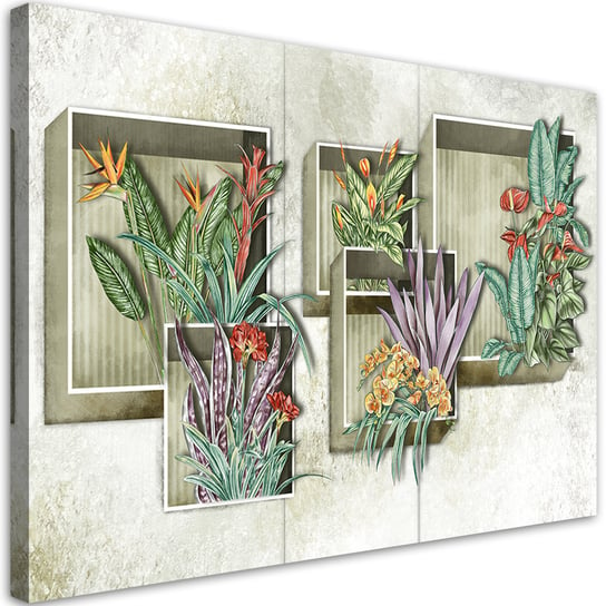 Feeby Obraz na płótnie, FEEBY Kwadratowe pudła półki z kwiatami 100x70 Feeby